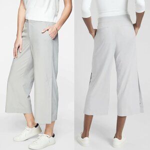 Athleta Tribeca Cropped Wide Leg Snap Hem Pant in Tern Grey, size 10P